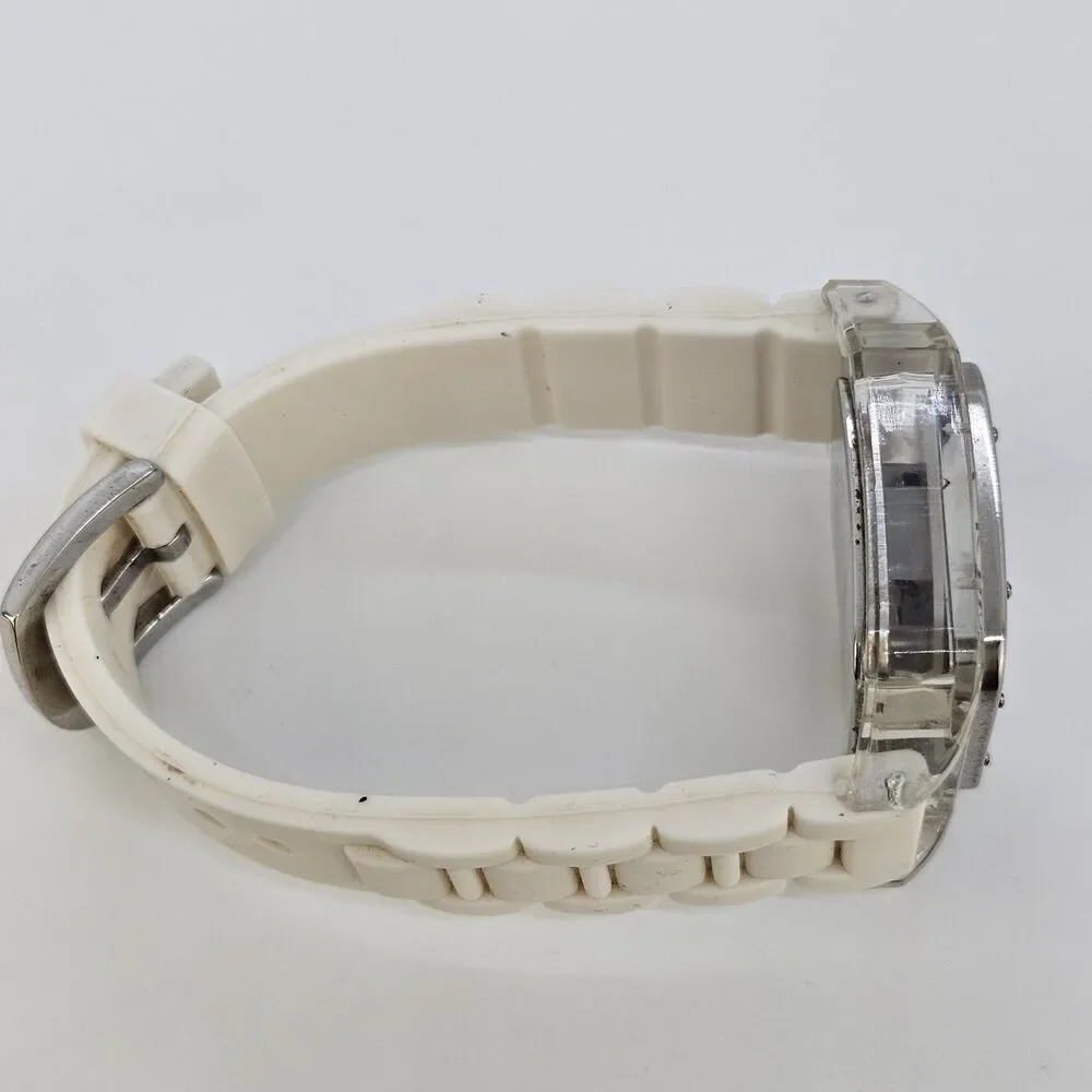 35MM Women's Square Watch White‎ Dial White Plastic Bands New Battery